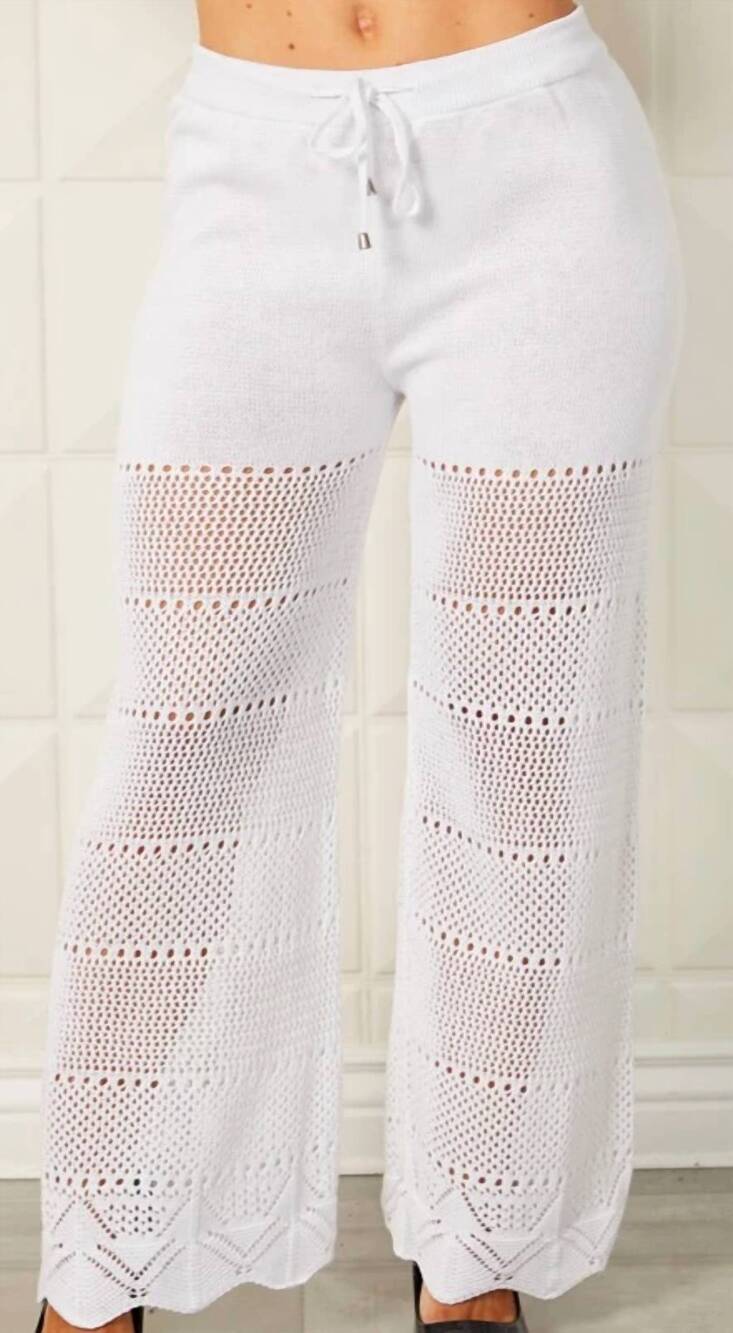 NEW FRENCH KYSS crochet wide leg pant in white